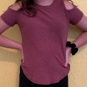 Maroon off the shoulder tee